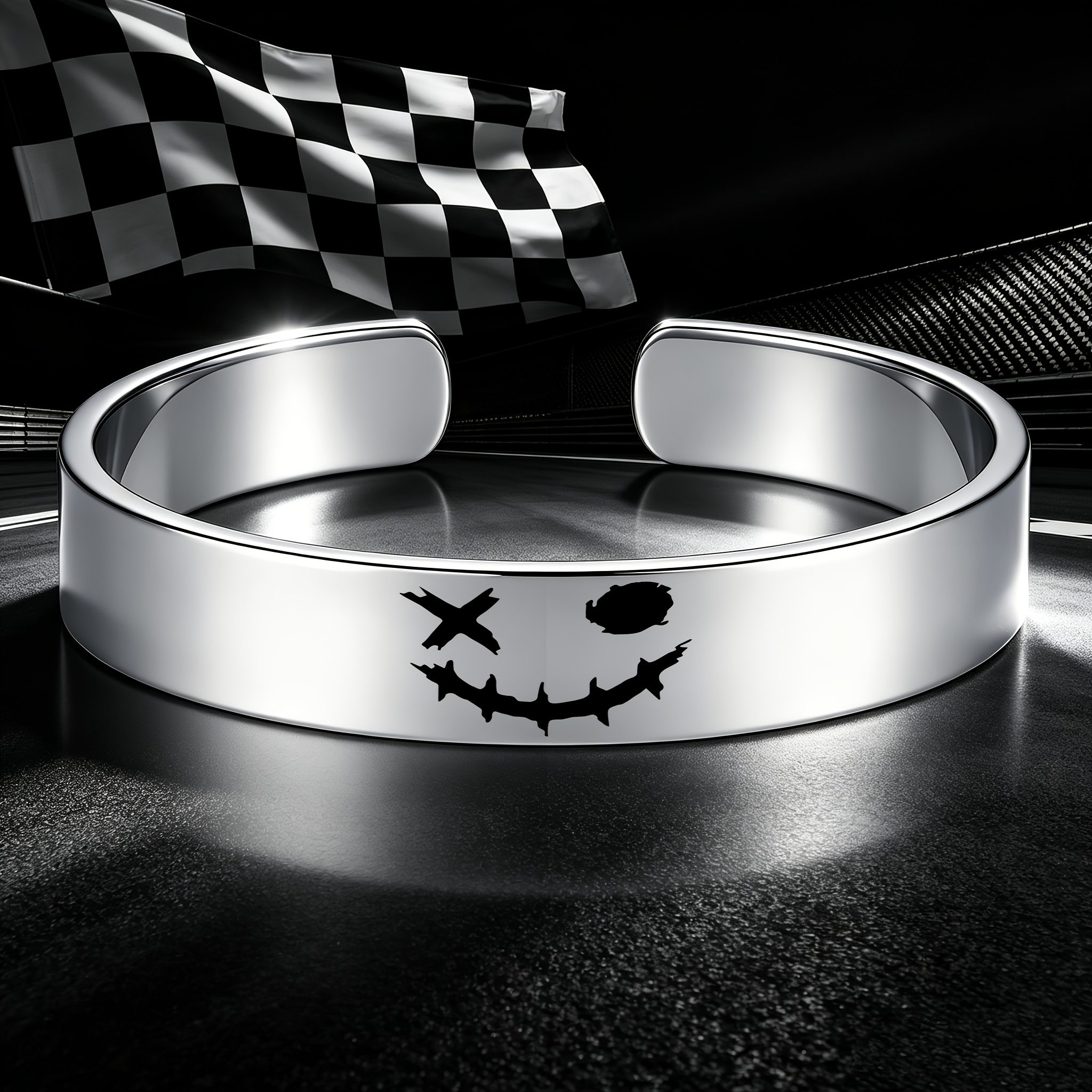Street Graffiti-Style Open Bangle Bracelet in 304 Stainless Steel